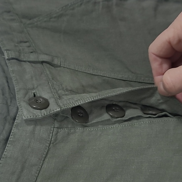 EUC Frame 100% Linen Green Cropped Pant Button Fly Pants Women's sz 24 - Picture 3 of 10